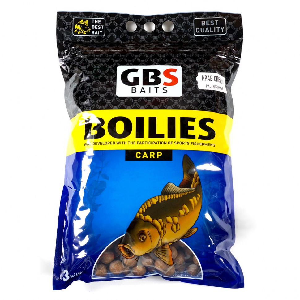 Бойлы GBS пылящие 24 мм 3кг Crab Spice Краб Специи (пачка)