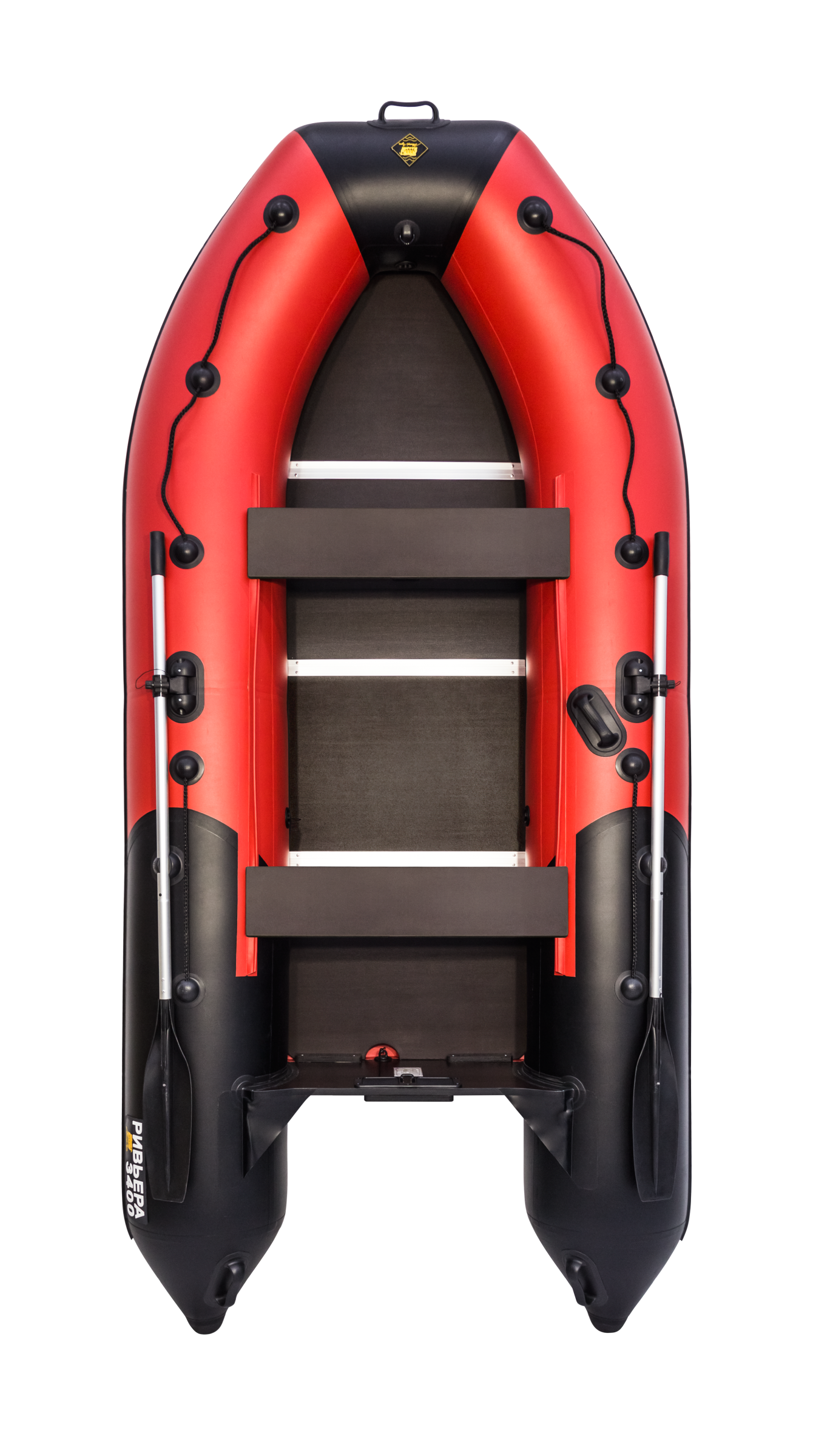 Лодка Ривьера Компакт 3400 СК комби красно/черный