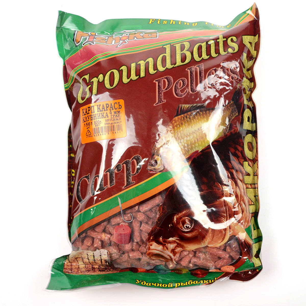 Прикормка Fish.ka гран. 4мм 0,8кг Карп-Карась Клубника 