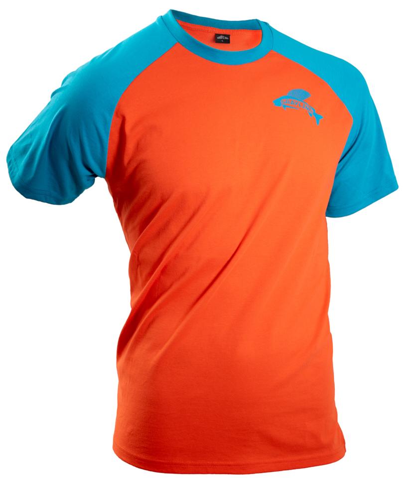 Футболка Novatex Grayling хлопок, оранжевый/бирюзовый р.XL