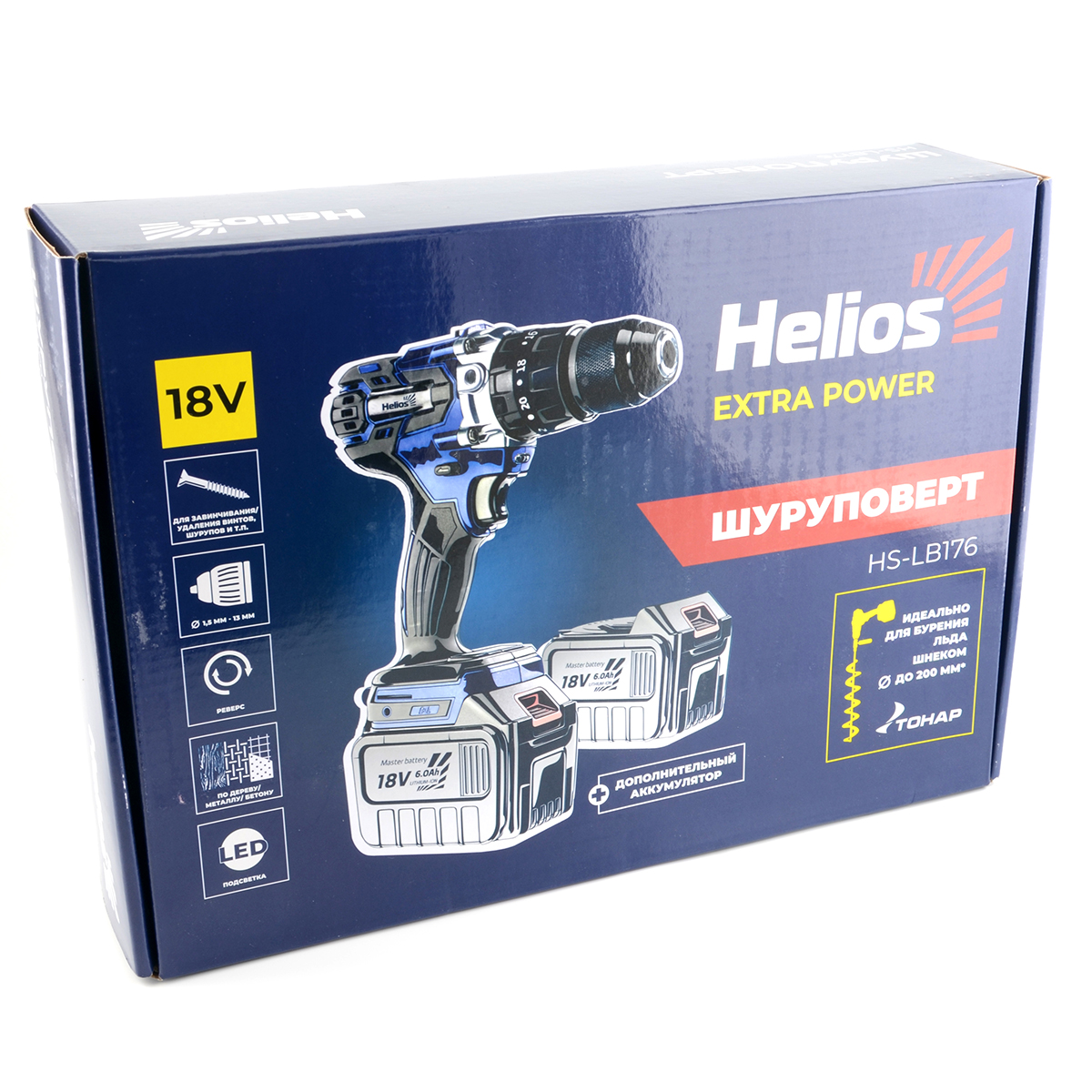 Шуруповерт-электробур Helios 18V 6A (HS-LB176)