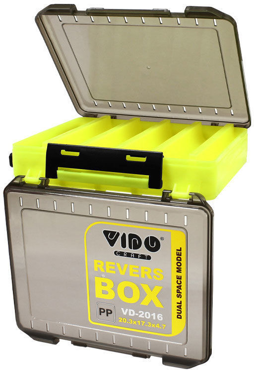 Коробка Vido для приманок VD-2016 Revers Box, размер 20.3х17,3x4.7 см желтая