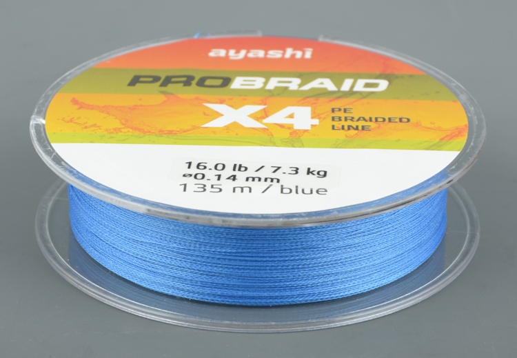 Шнур плетёный Ayashi Pro Braid-X4 (blue) 0,20 мм, 135 м