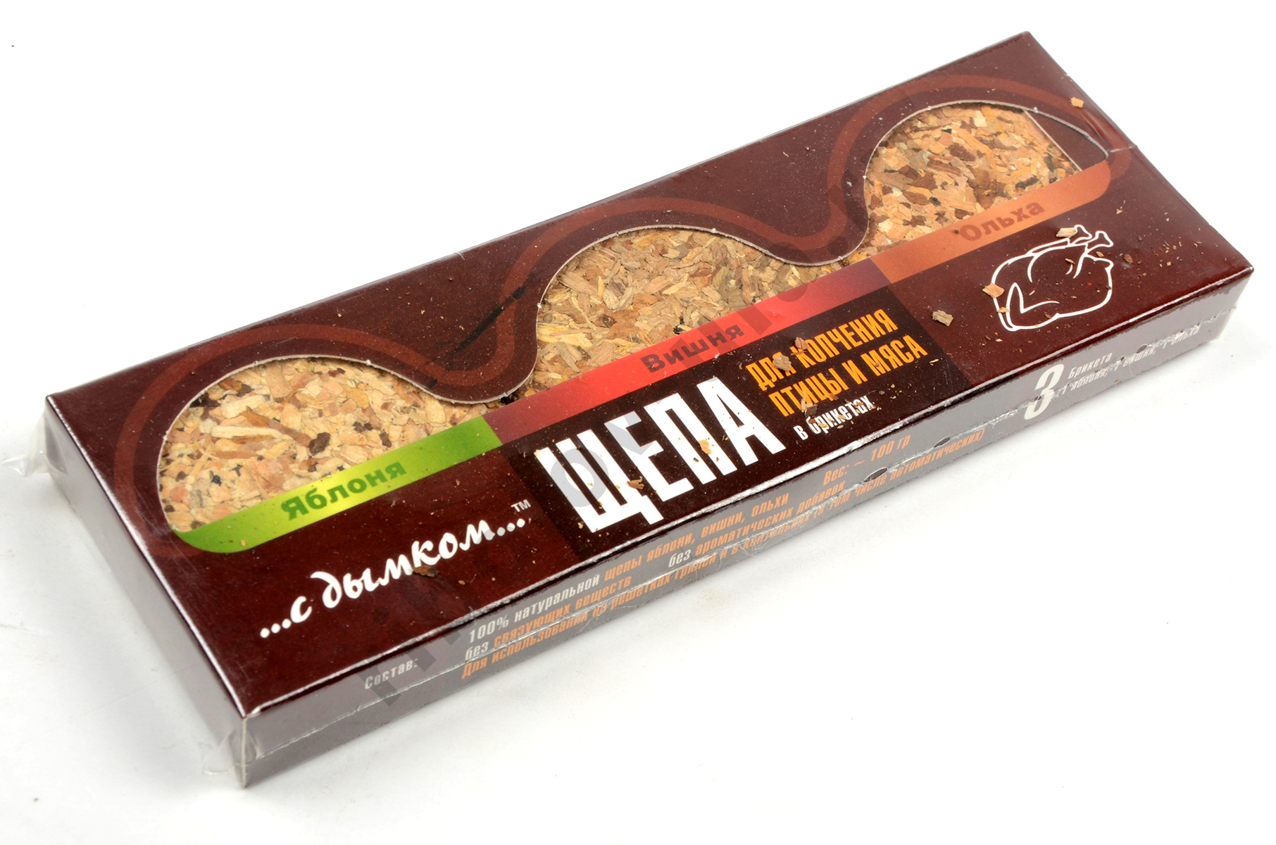 Щепа в брикетах для мяса Green Glade (3 шт: ябл., бук., вишня)