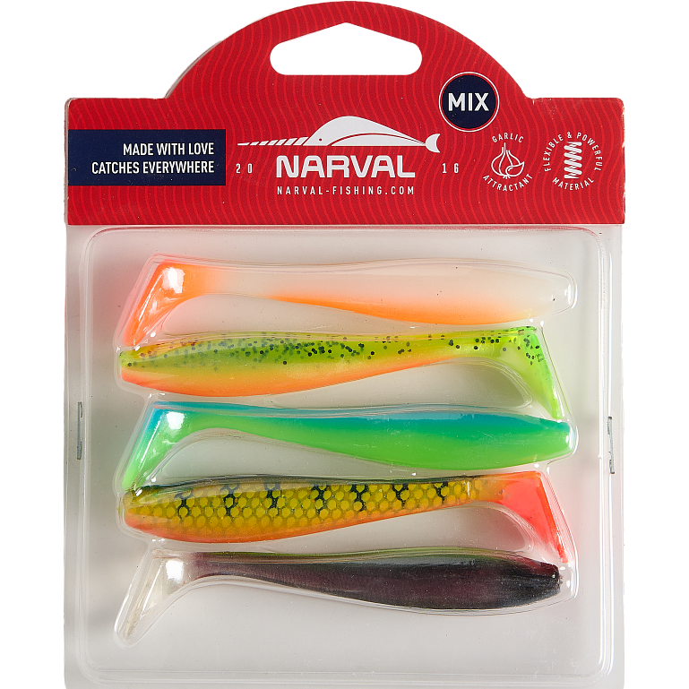 Силиконовая приманка Narval Choppy Tail 10cm Mix#M05 (5шт/уп) 