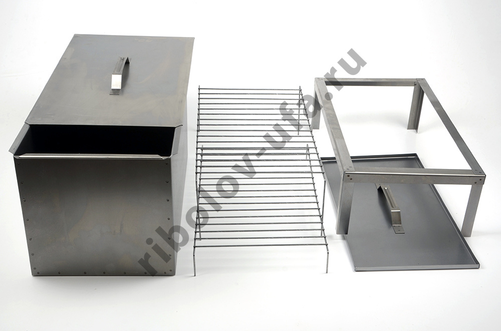 Коптильня двухъярусная Универсал с поддоном для сбора жира 480х280х270, сталь 1мм с подставкой 