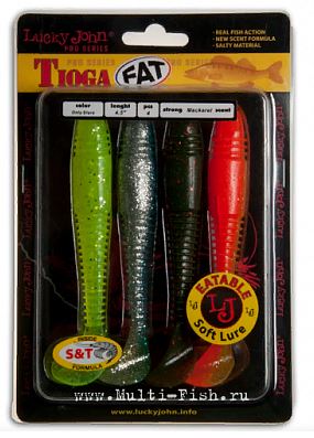 Силиконовая приманка Lucky John Pro Series Tioga Fat 4.5in 11.4см / Mix1 (4 шт/уп)