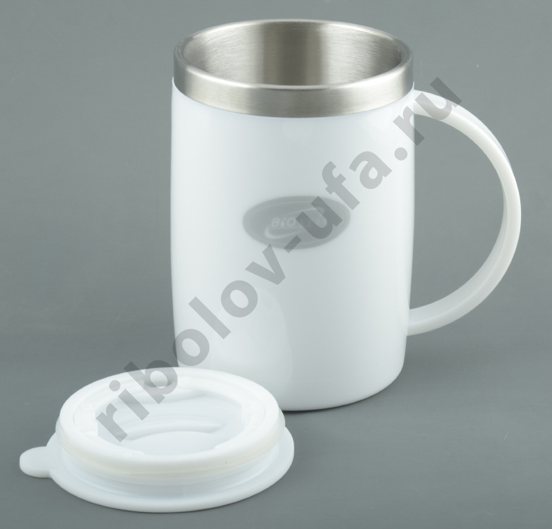 Кружка Biostal с крышкой цвет Белый. пласт.прямая 0,5л. (NE-500)