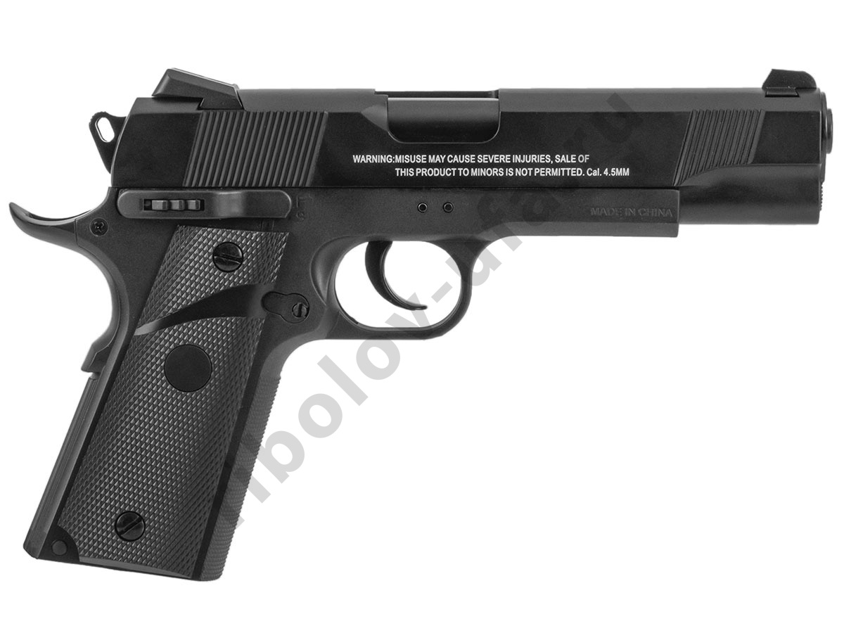 Пистолет пневм. Stalker S1911RD, кал 4,5мм. 12г СО2, металл-пластик, Blowback.120 м/с (Colt 1911)
