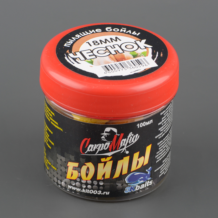 Бойлы пылящие Три кита На Карпа 18мм 100мл (банка) Чеснок
