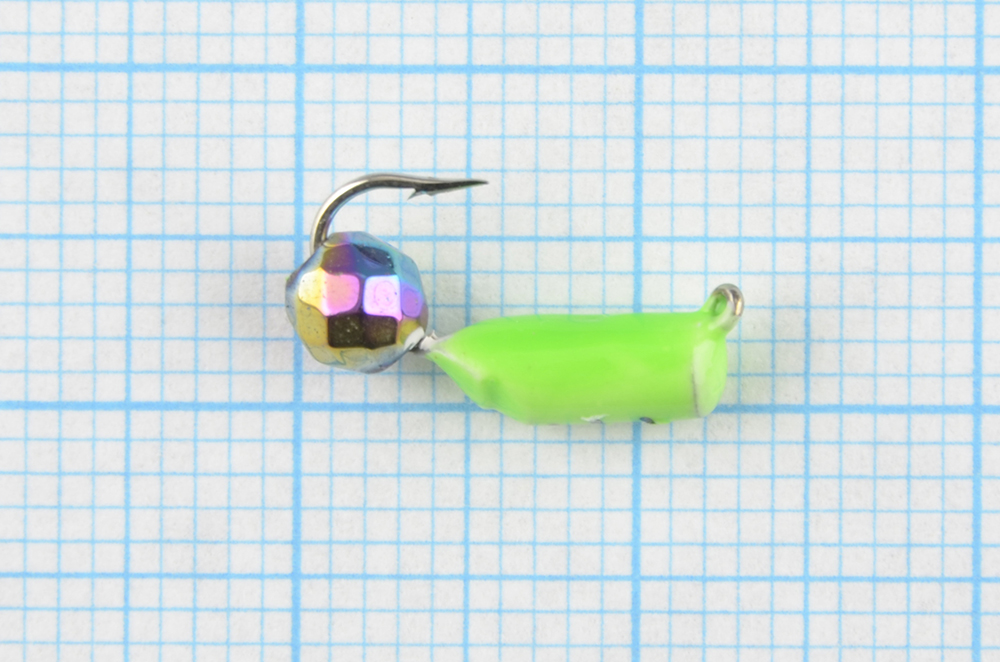Мормышка Wormix точеная вольфрамовая Столбик d=3 с граненым шариком Хамелеон (зеленый) арт. 477