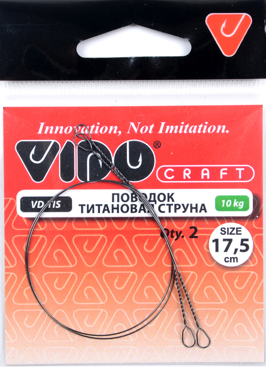 Поводок Vido Титановый струна дл.17.5см, ф 0,35мм,10кг 