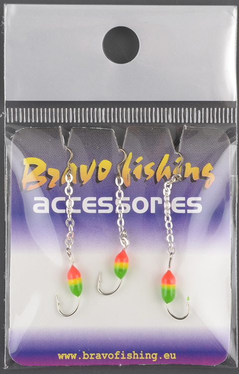 Мормышка вольфрам Bravo Fishing эпоксид. крючок №10 цв.SF на цепочке 3.0см, заст. №2 Sil