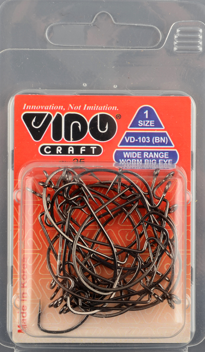 Офсетные крючки Vido Wide Range Worm Big Eye VD103 №1 BN 