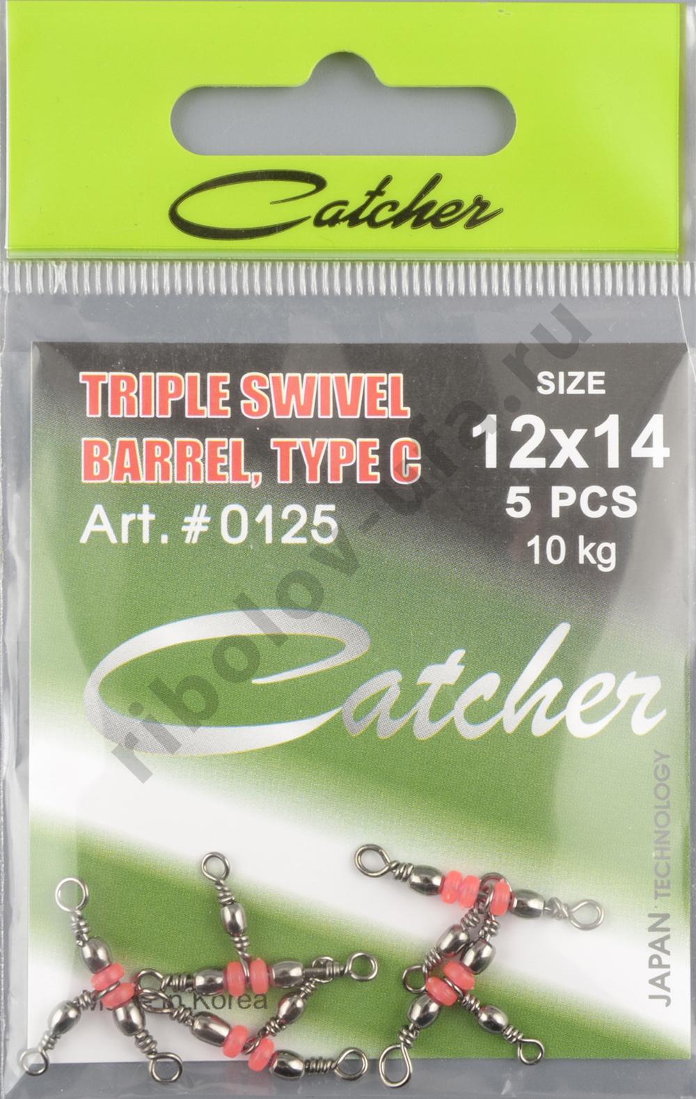 Вертлюжок тройной Catcher Triple Swivel, Barrel, type C # 12x14 