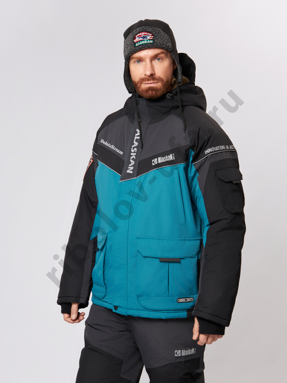 Костюм зимний Alaskan Dakota Stream мор.волн/cер/черн (куртка+ полукомбинезон) р.XL (РР)