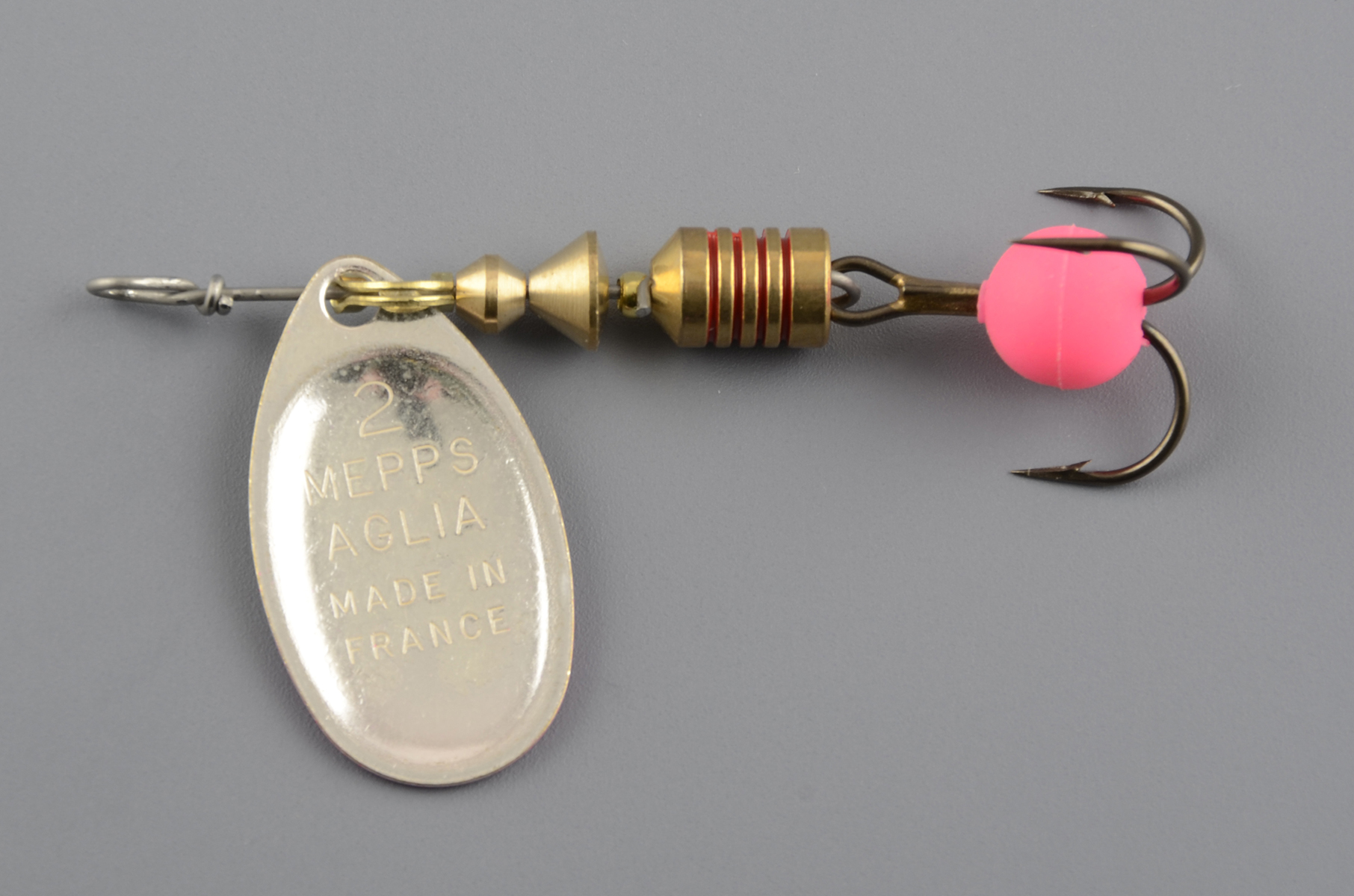 Блесна Mepps Aglia-E № 2 серебро/розовый (4,5гр)