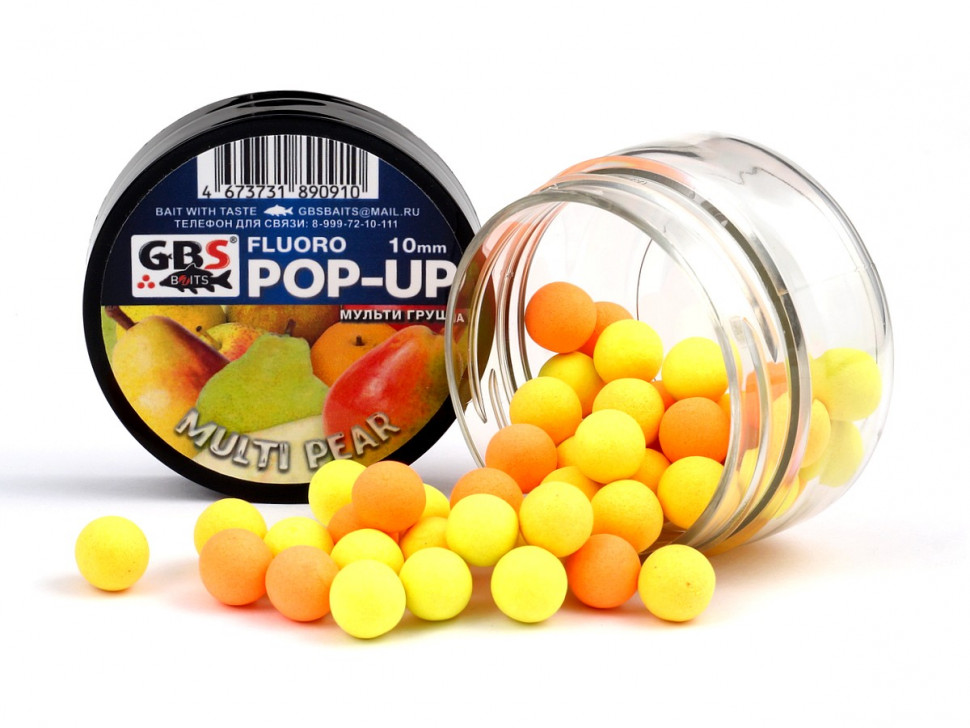 Бойлы GBS Baits Pop-up плавающие 8мм 55гр (банка) Multi Pear груша три цвета