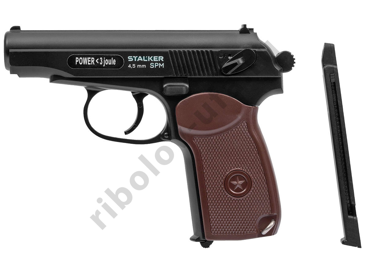 Пистолет пневм. Stalker SPM (ПМ), кал 4,5мм. 12г СО2, пластик, 120 м/с черный 370гр