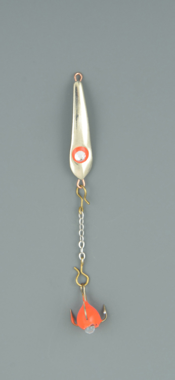 Блесна зимняя Пирс Кобра с чёртиком на цепочке Малек большой нейзильбер (в блистере)