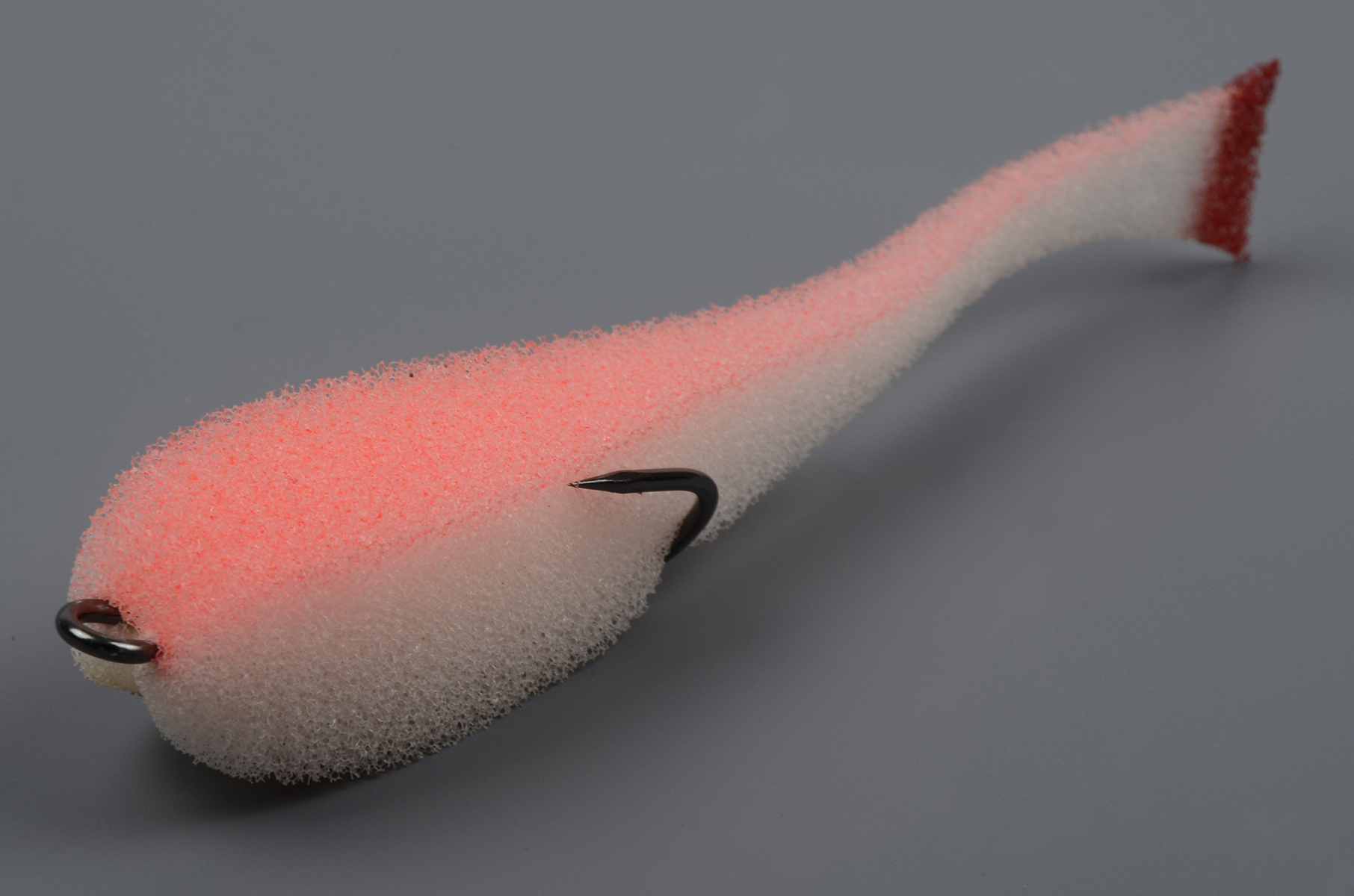 Рыбка поролоновая Leader 110мм цв.бело-красный UV #17