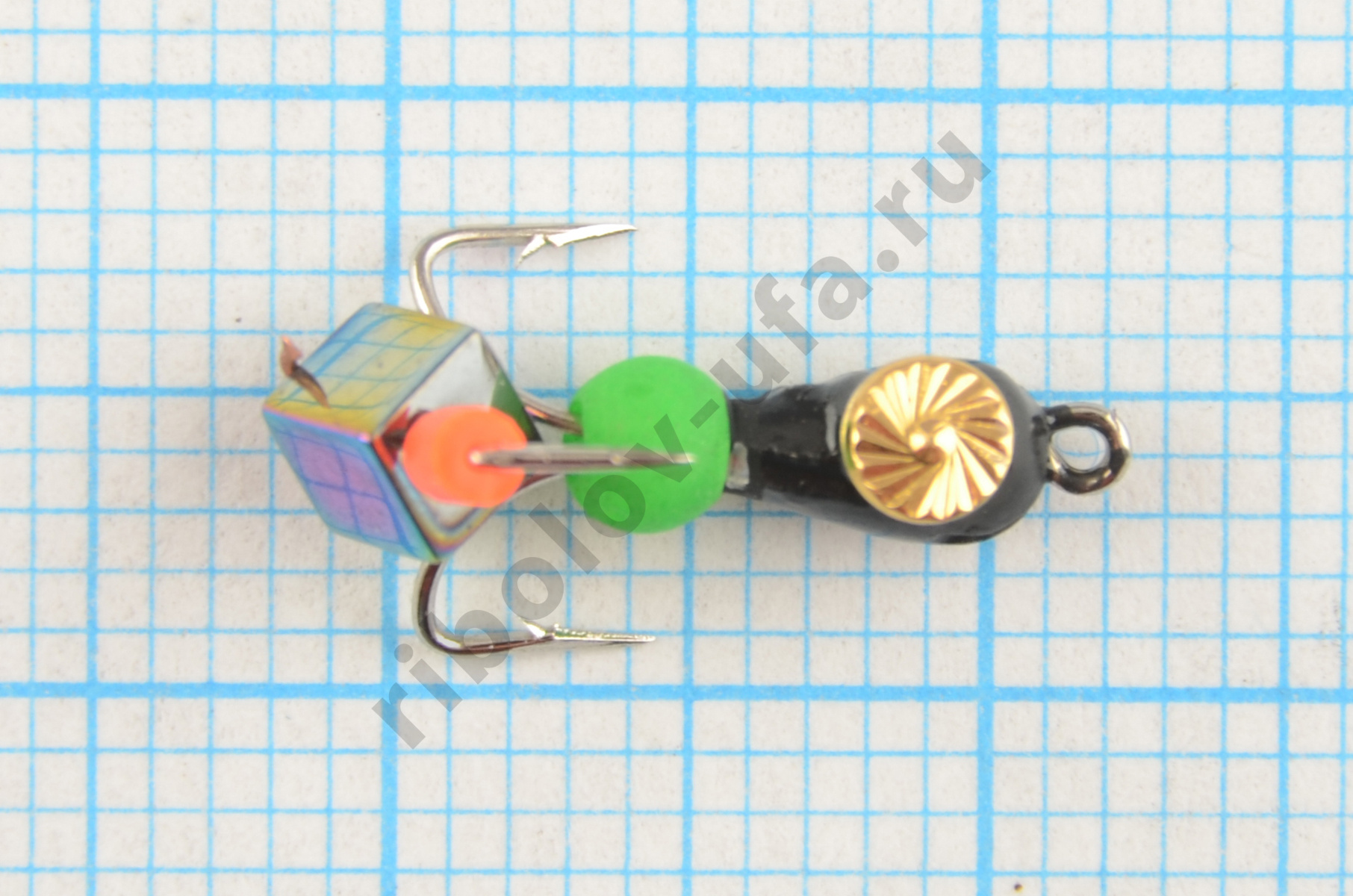 Мормышка Мир Вольфрама Черт Хамелеон кубик подвесной с коронкой д. 3 мм