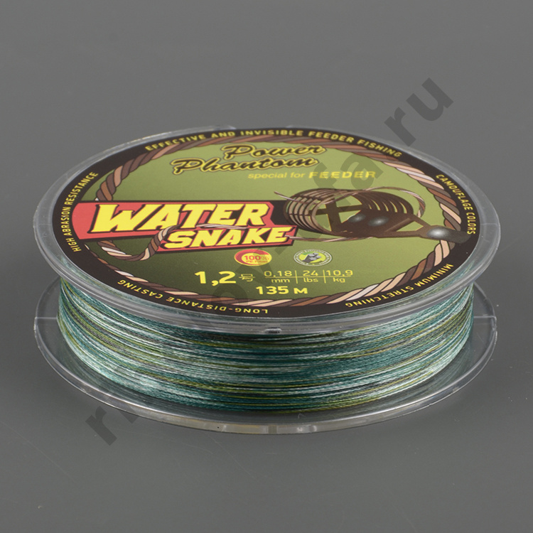Шнур плетёный Power Phantom WaterSnake PE, camo-green 135 m 0.20 mm 12.7 kg