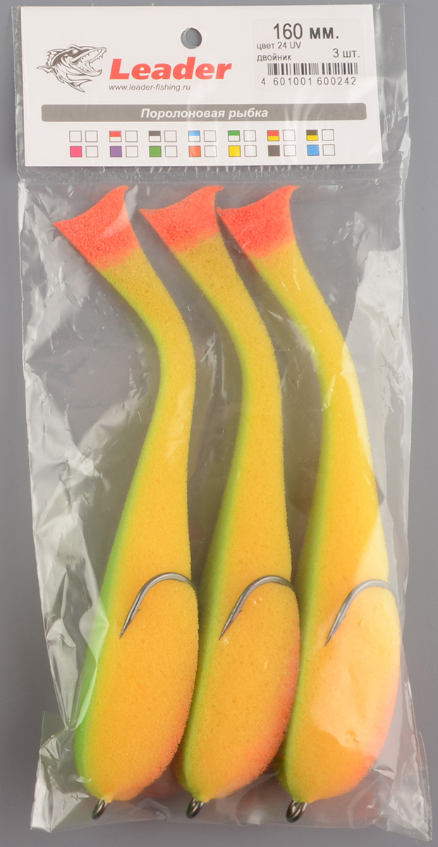 Рыбка поролоновая Leader 160мм цв.желто-зеленый UV #24