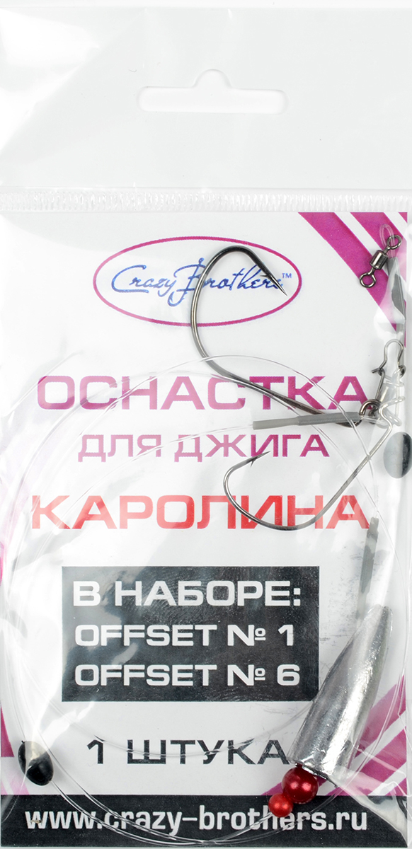 Оснастка для джига Crazy Brothers Каролина 70см флюр.0,5мм, пуля 14гр