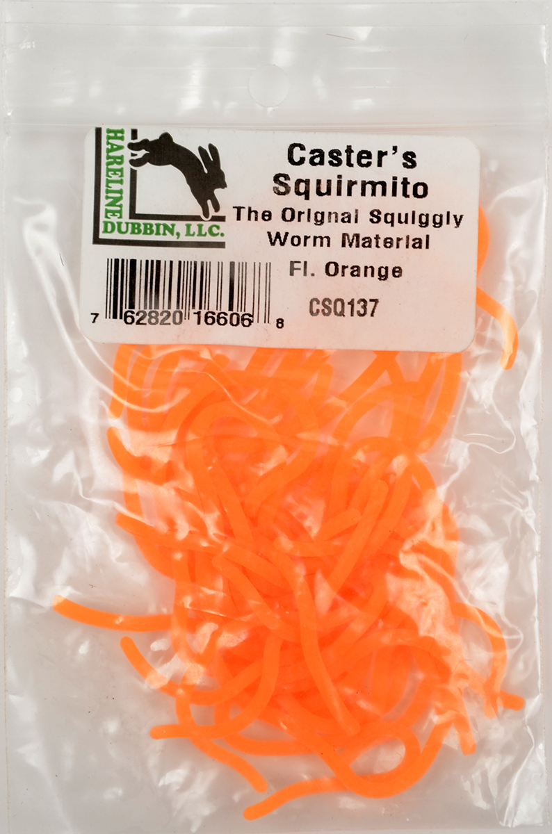 Черви Hareline Casters squirmito the original squiggly worm material  #137 FL Orange