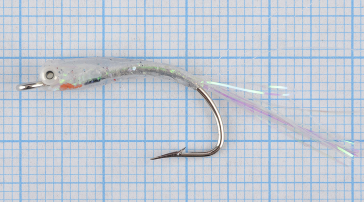 Малек-пыздрик кр.№2 хвост распуш., цв. прозрачно-перламутр #020