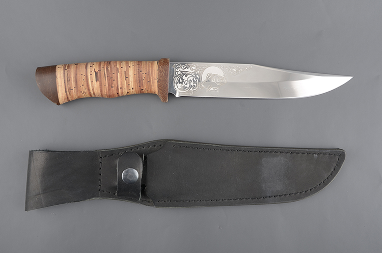 Нож Таганай (С) Рыбак, рукоять: береста наборная