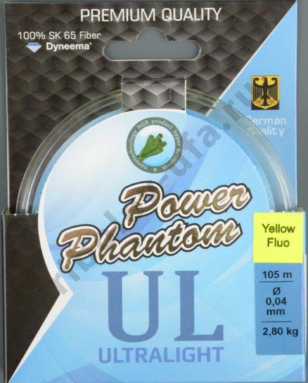 Шнур плетёный Power Phantom 6x Ultralight 105 m 0.04 mm 2.8 kg флуоресцентно-желтый