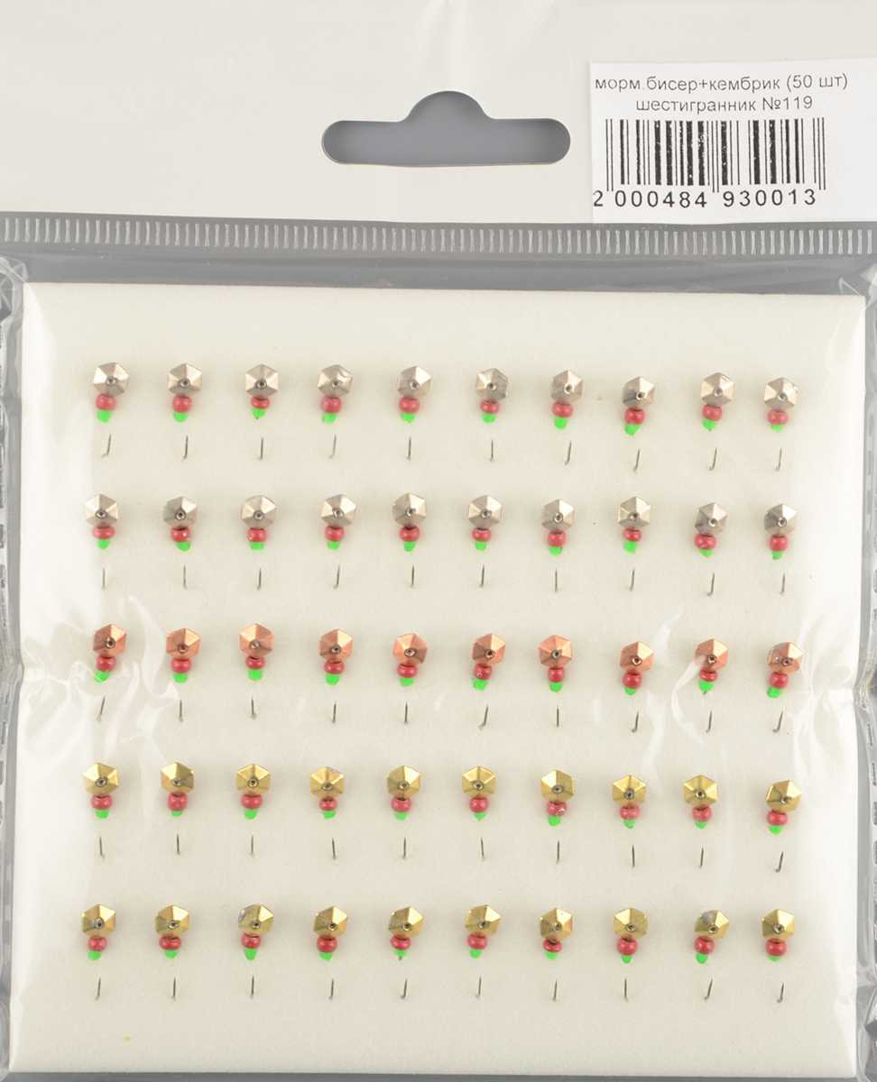 Набор мормышек РВС 119 Шестигранник бисер+кембрик (уп.50шт)