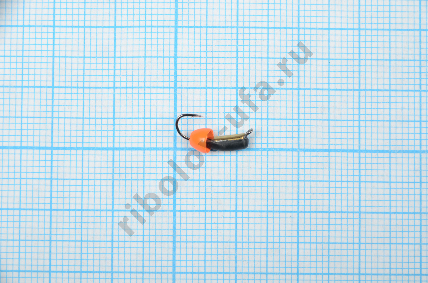 Мормышка Владимирский вольфрам Гвоздик с латунным колокольчиком Fluo Orange 2,5мм 0,7г золотая/корон