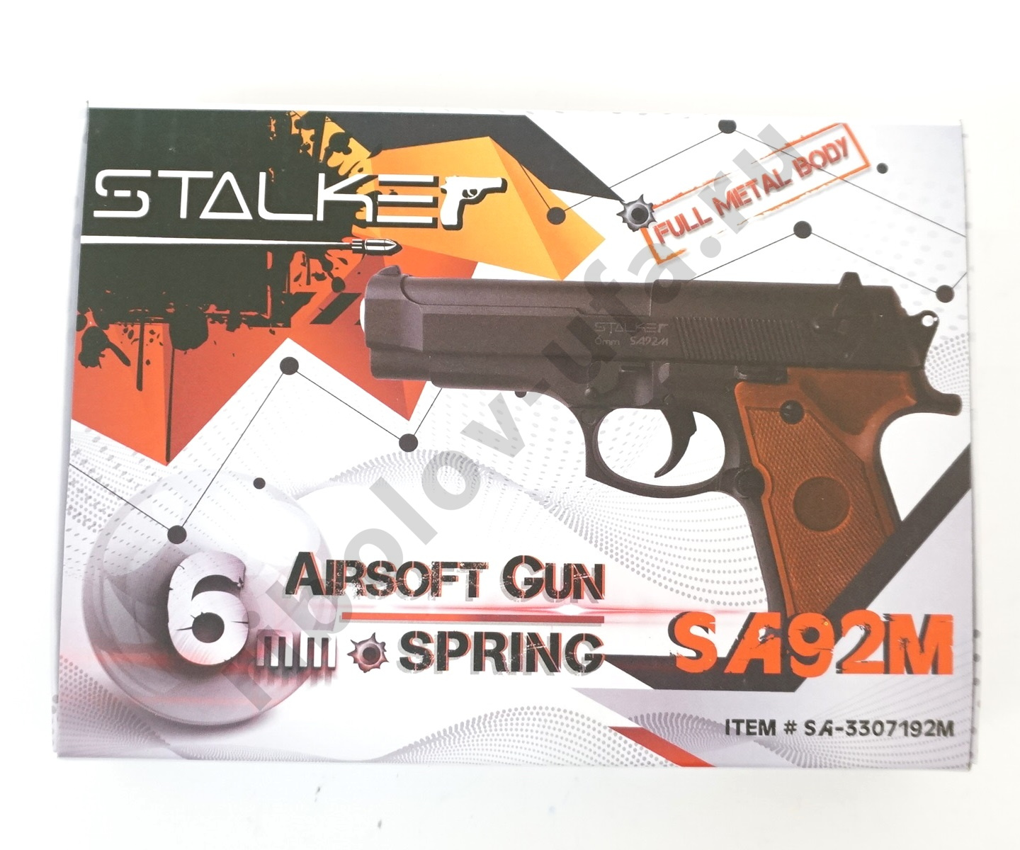 Пистолет пневм. Stalker SA92M Spring, кал 6мм, металл (Beretta 92)