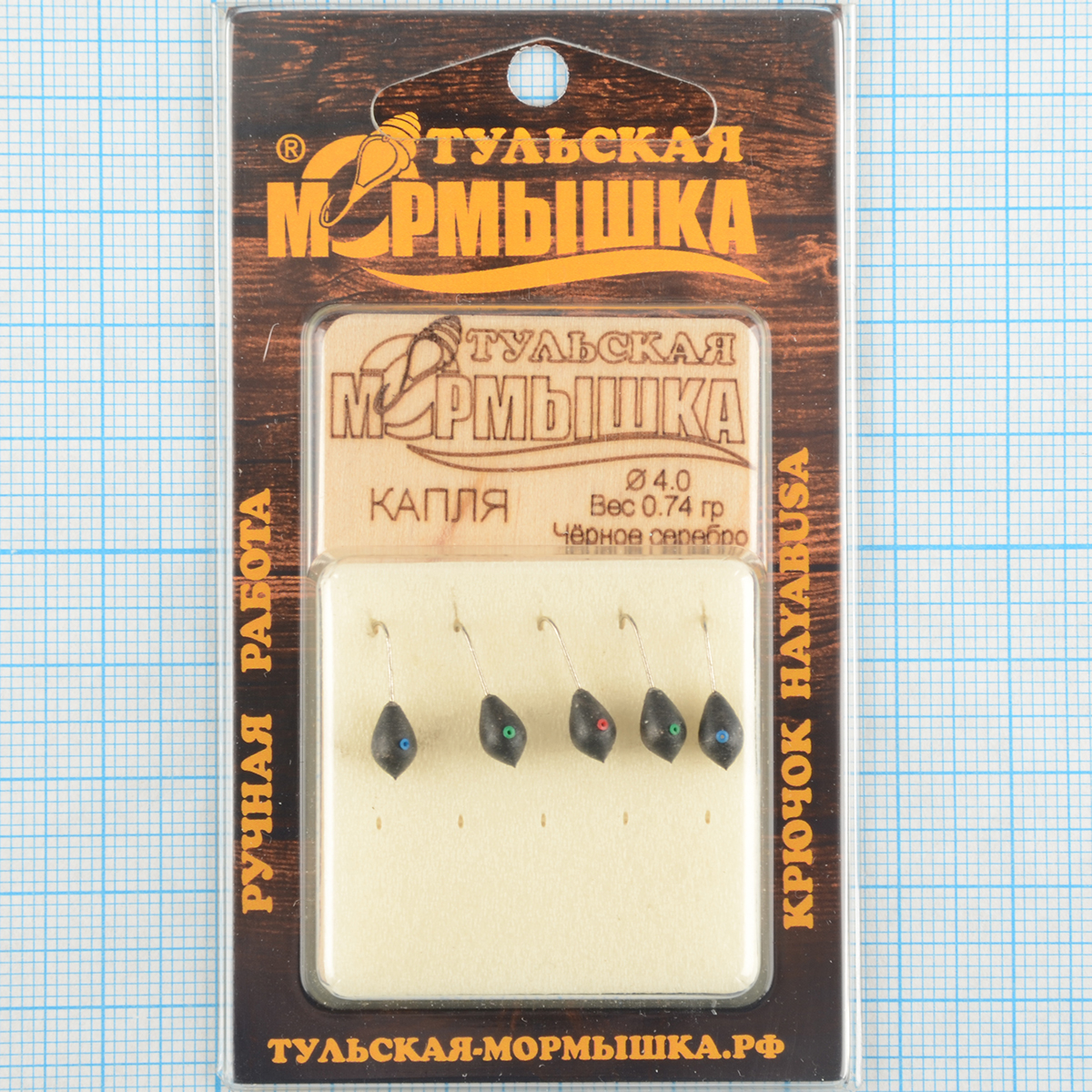 Мормышка вольфрам.Тульская Капля с кембриком 4,0мм черное серебро