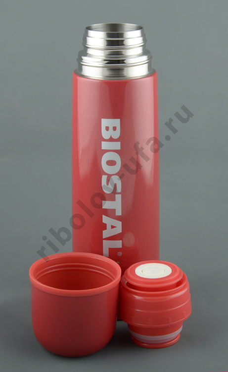 Термос Biostal узкое горло с кноп. цветной красный  0,75л. (NB-750 C-R)
