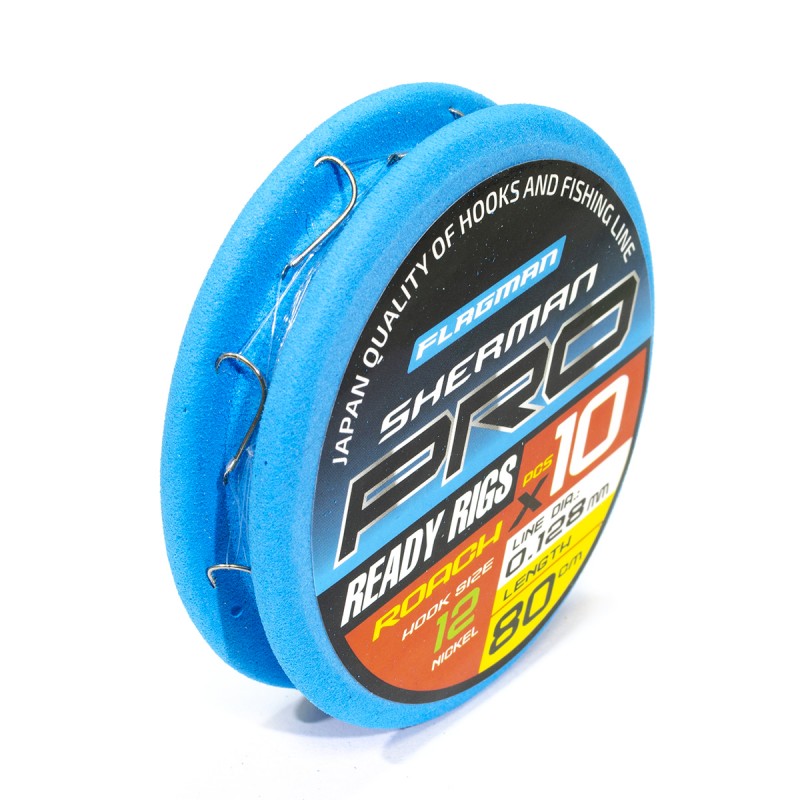 Поводок Flagman Sherman Pro Roach Ready Rigs №12 d0.128мм 80см