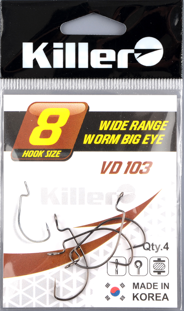 Офсетный крючок Killer Wide range worm big eye VD-103 № 8