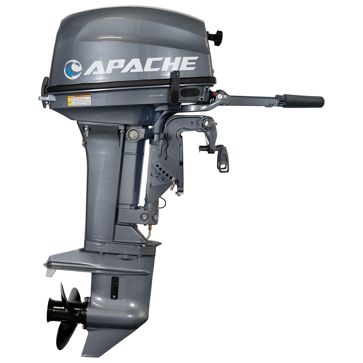 Лодочный мотор 2-х тактный Apache T 9.9 BS PRO с баком 24 л + винт 11 шага