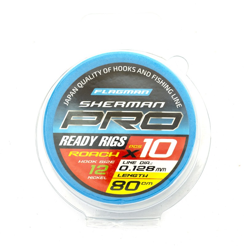 Поводок Flagman Sherman Pro Roach Ready Rigs №12 d0.128мм 80см