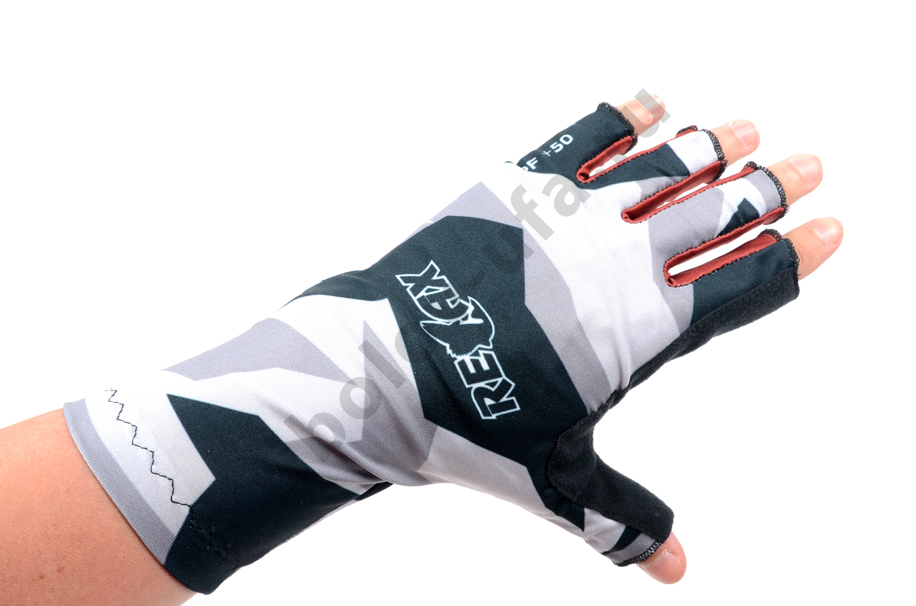 Перчатки спиннингиста Relax серое камо р. 2XL