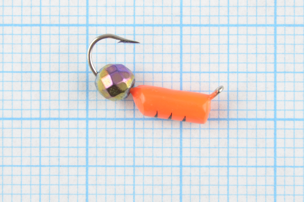 Мормышка Wormix точеная вольфрамовая Столбик d=3 с граненым шариком Хамелеон (красный) арт. 473