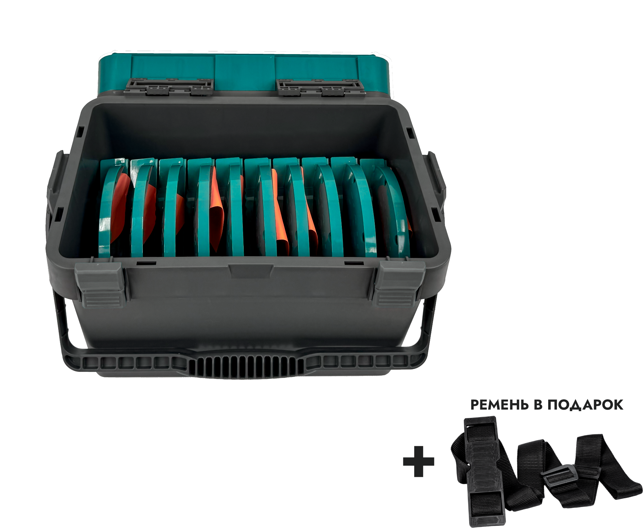 Ящик зимний Fishka Petrov Профи с ручкой с 10-ю жерлицами цв. Бриз 400*260*325