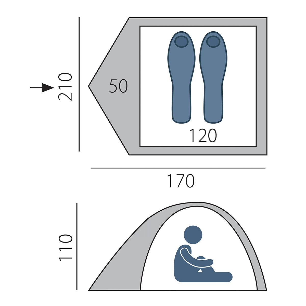 Палатка Arten Walk 3, цв. синий