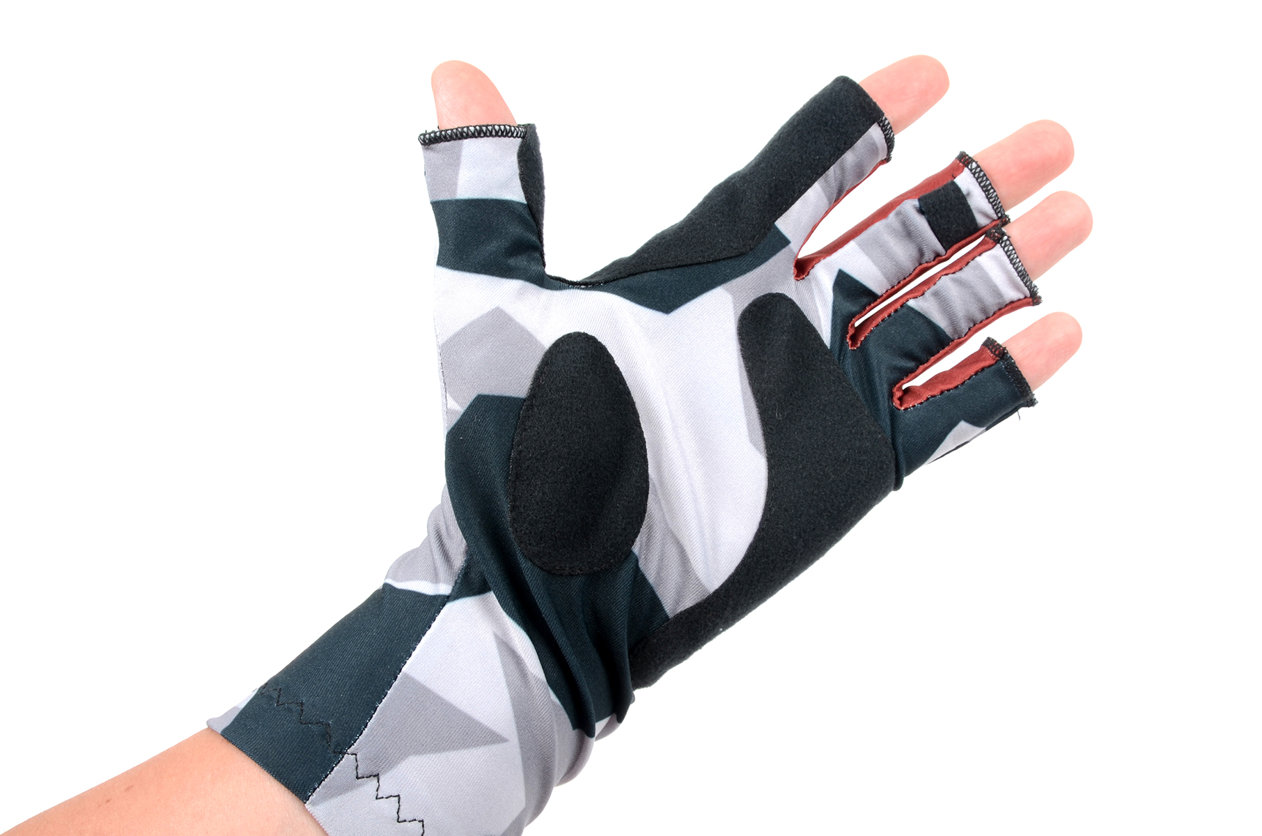 Перчатки спиннингиста Relax серое камо р. XL