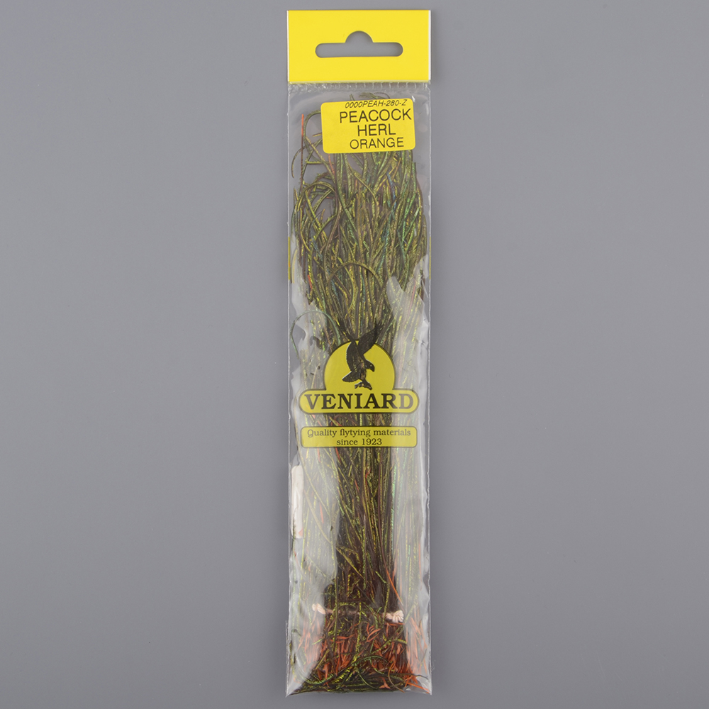 Бородки пера павлина Veniard Peacock herl dyed Orange