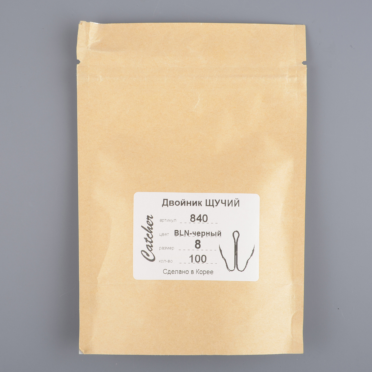 Крючок-двойник Catcher 840 Щучий 17мм № 8