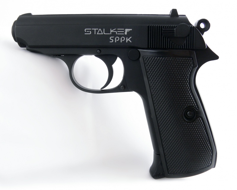 Пистолет пневм. Stalker PPKS (Walther PPK/S) к.4,5мм, 12г CO2, металл, 90 м/с, Blowback